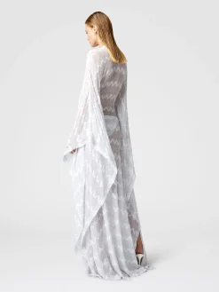 Long cover-up caftan in zigzag lamé viscose