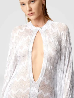 Long cover-up caftan in zigzag lamé viscose