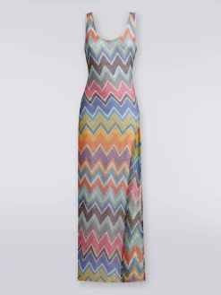 Long cover-up with zigzag print and lurex