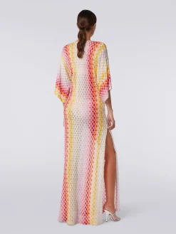 Long dégradé lace-effect cover up kaftan with lurex