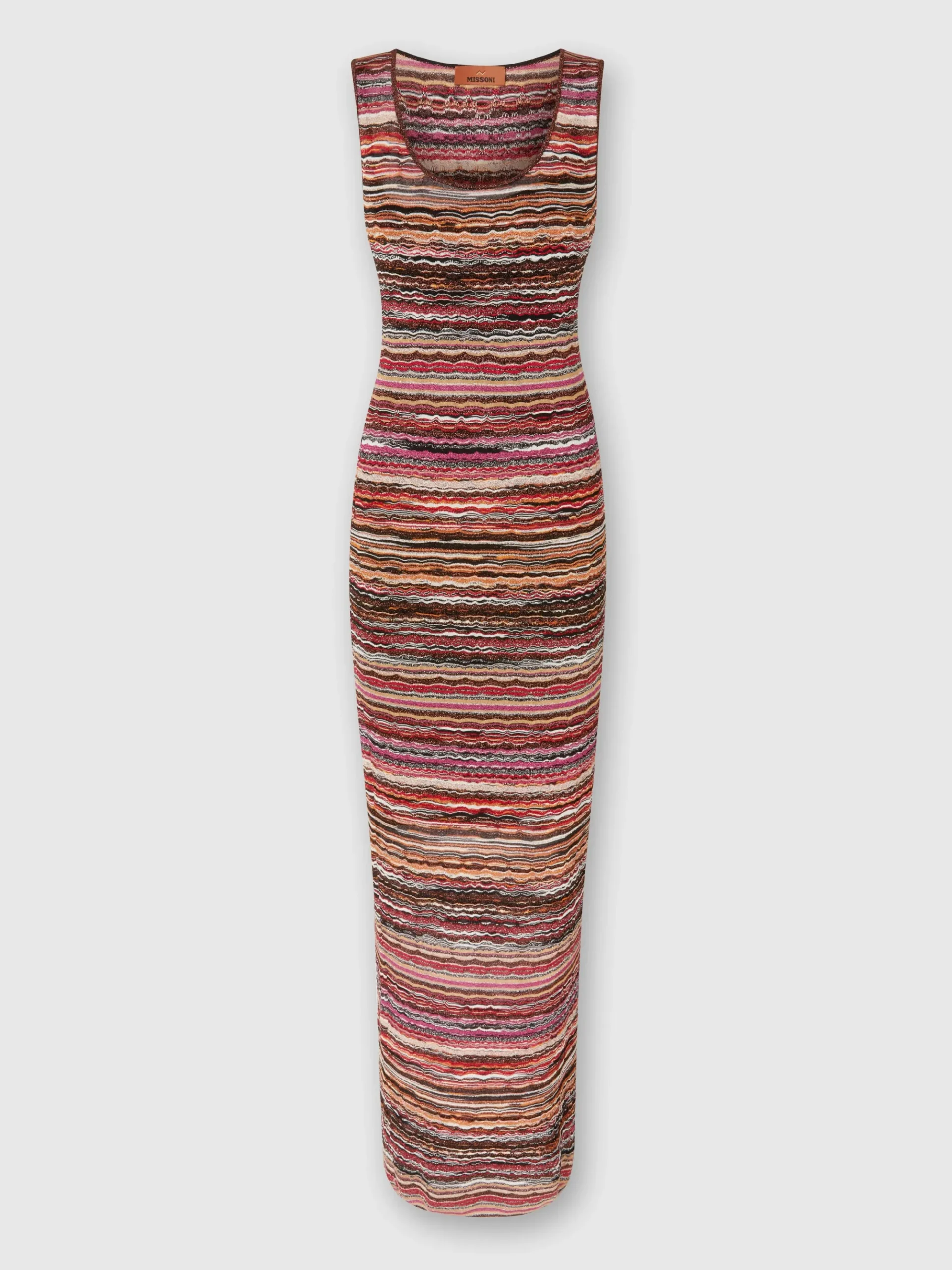 Long dress in lamé viscose with wave motif