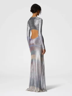Long dress in slub viscose