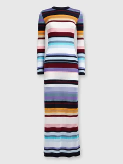 Long dress in striped stockinette stitch