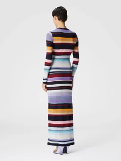 Long dress in striped stockinette stitch
