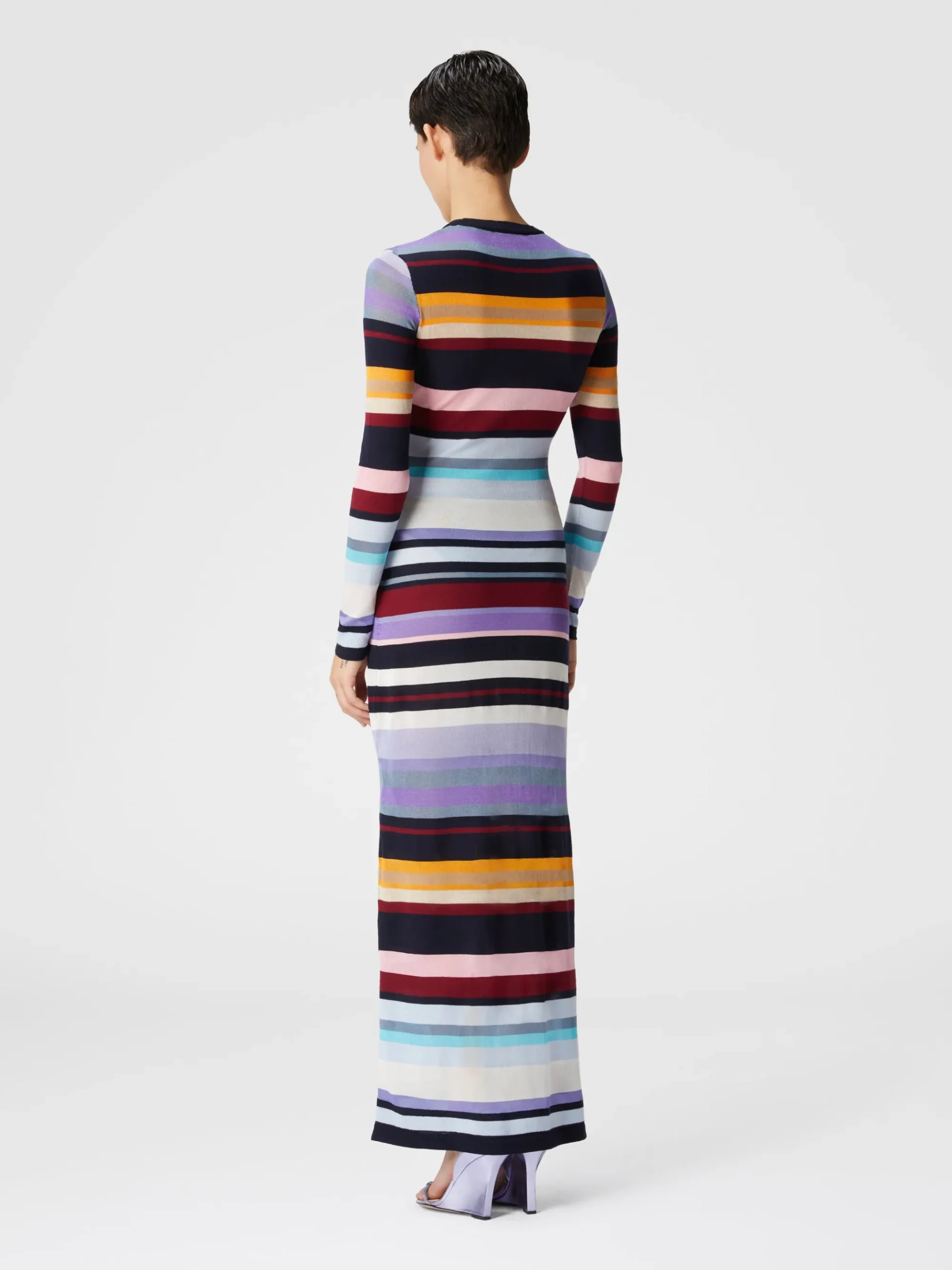 Long dress in striped stockinette stitch