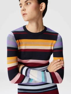 Long dress in striped stockinette stitch