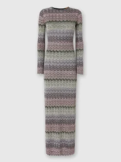 Long dress with lamé Greek motif
