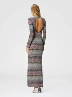 Long dress with lamé Greek motif