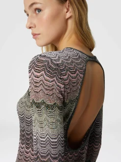 Long dress with lamé Greek motif