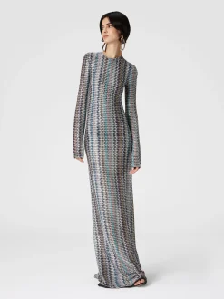 Long dress with sequins and cut-out detail