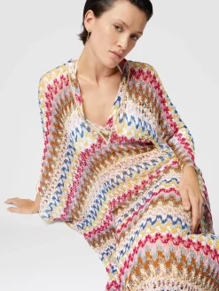 Long kaftan in lamé viscose lace