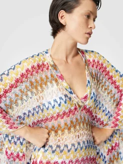Long kaftan in lamé viscose lace