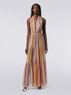 Long printed cotton and silk cover-up dress
