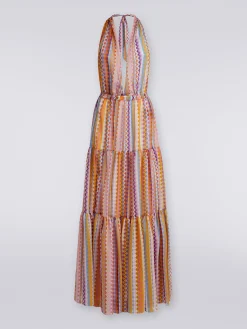Long printed cotton and silk cover-up dress