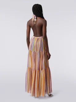 Long printed cotton and silk cover-up dress