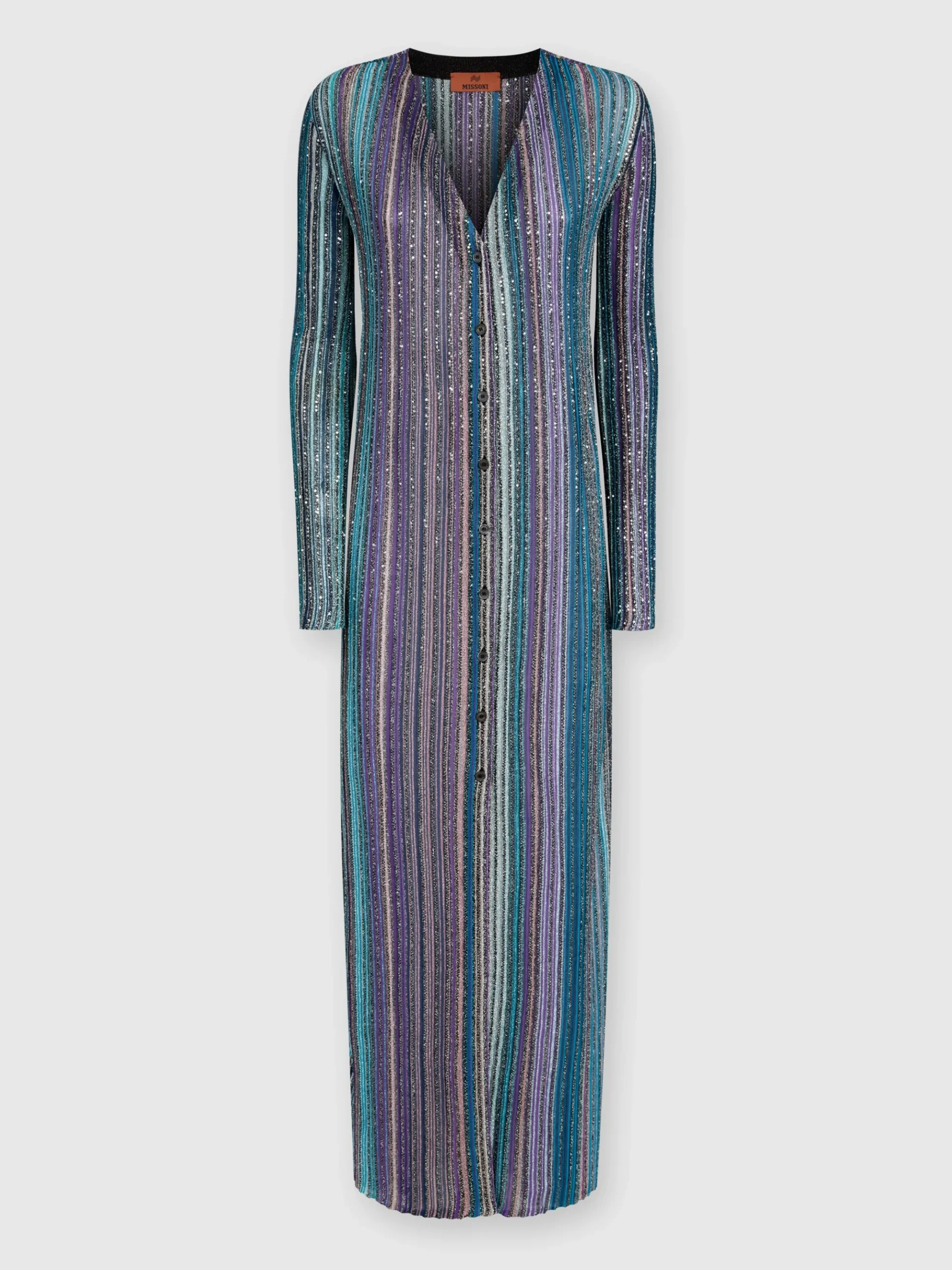 Long ribbed cardigan with sequins