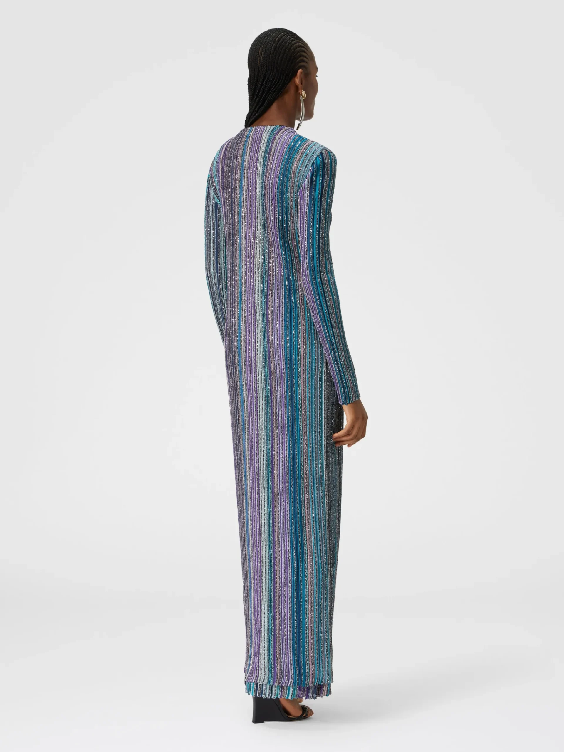 Long ribbed cardigan with sequins