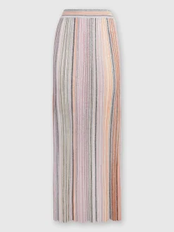 Long ribbed parted skirt with sequins