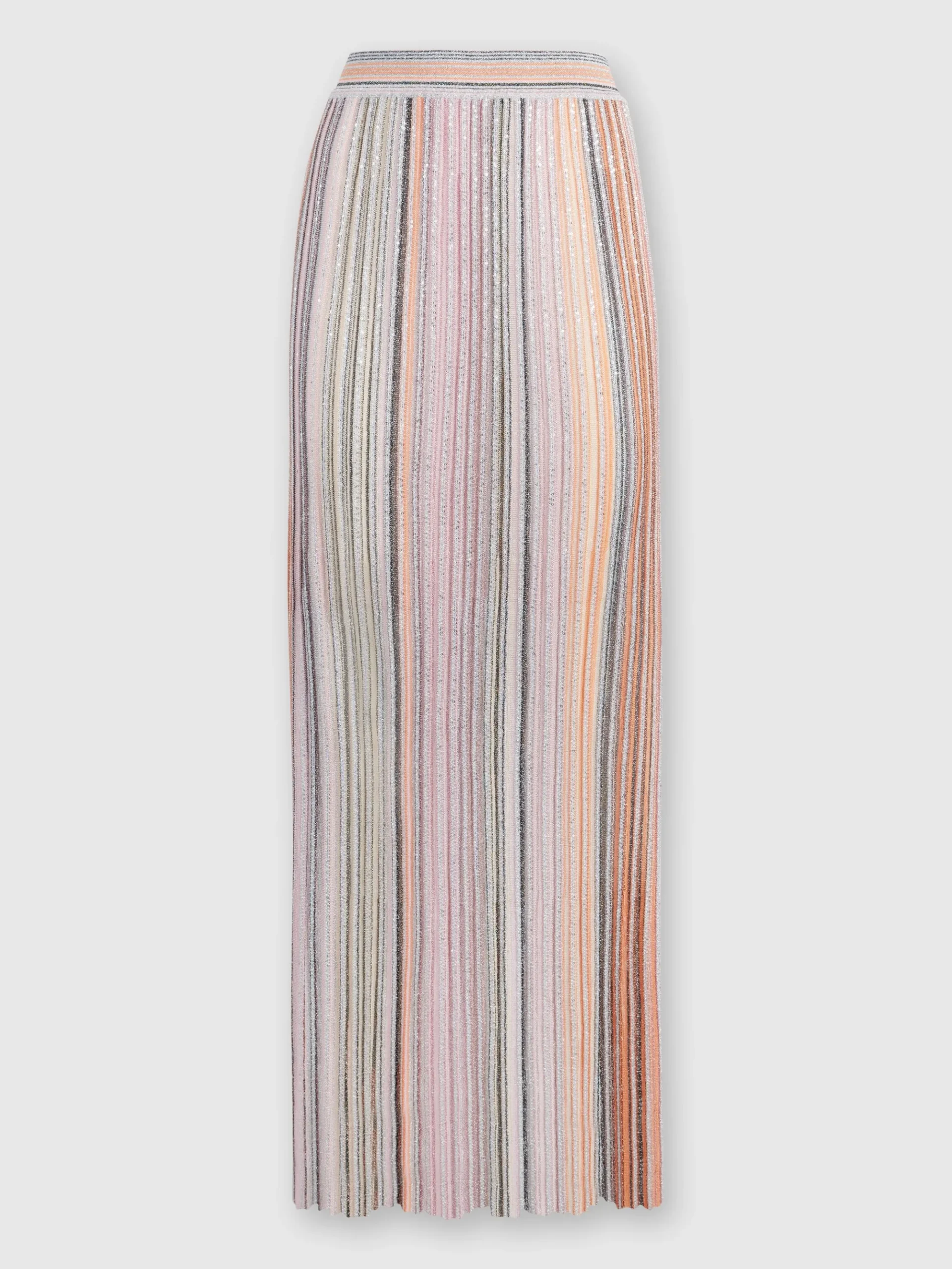 Long ribbed parted skirt with sequins