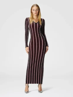 Long ribbed ribbed dress with sequins