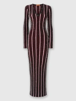 Long ribbed ribbed dress with sequins