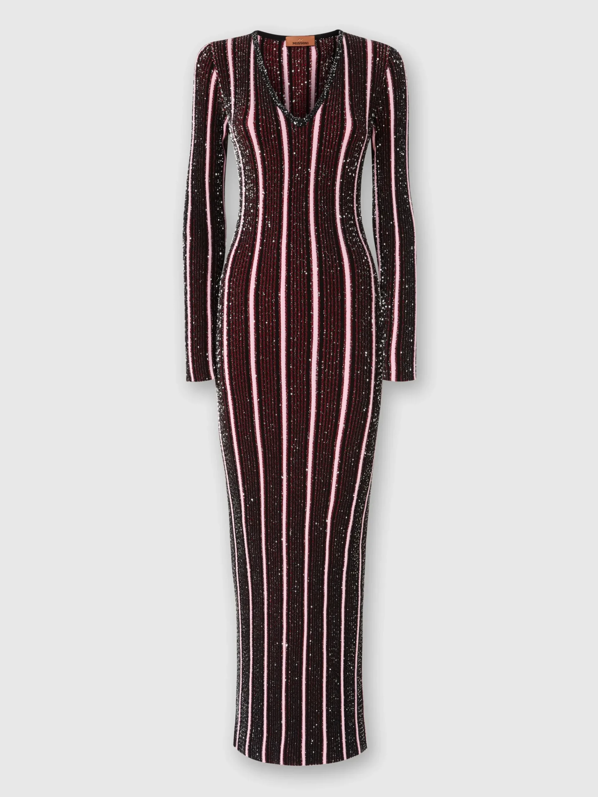 Long ribbed ribbed dress with sequins