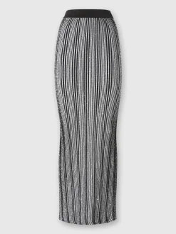 Long ribbed ribbed skirt with sequins