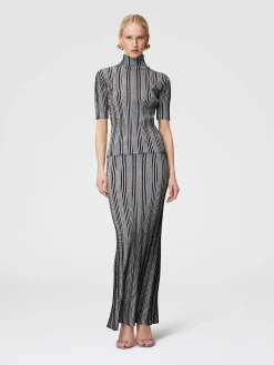 Long ribbed ribbed skirt with sequins