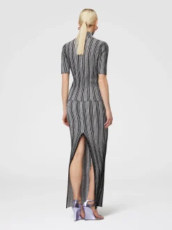 Long ribbed ribbed skirt with sequins