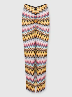 Long skirt in lamé viscose lace with gathers