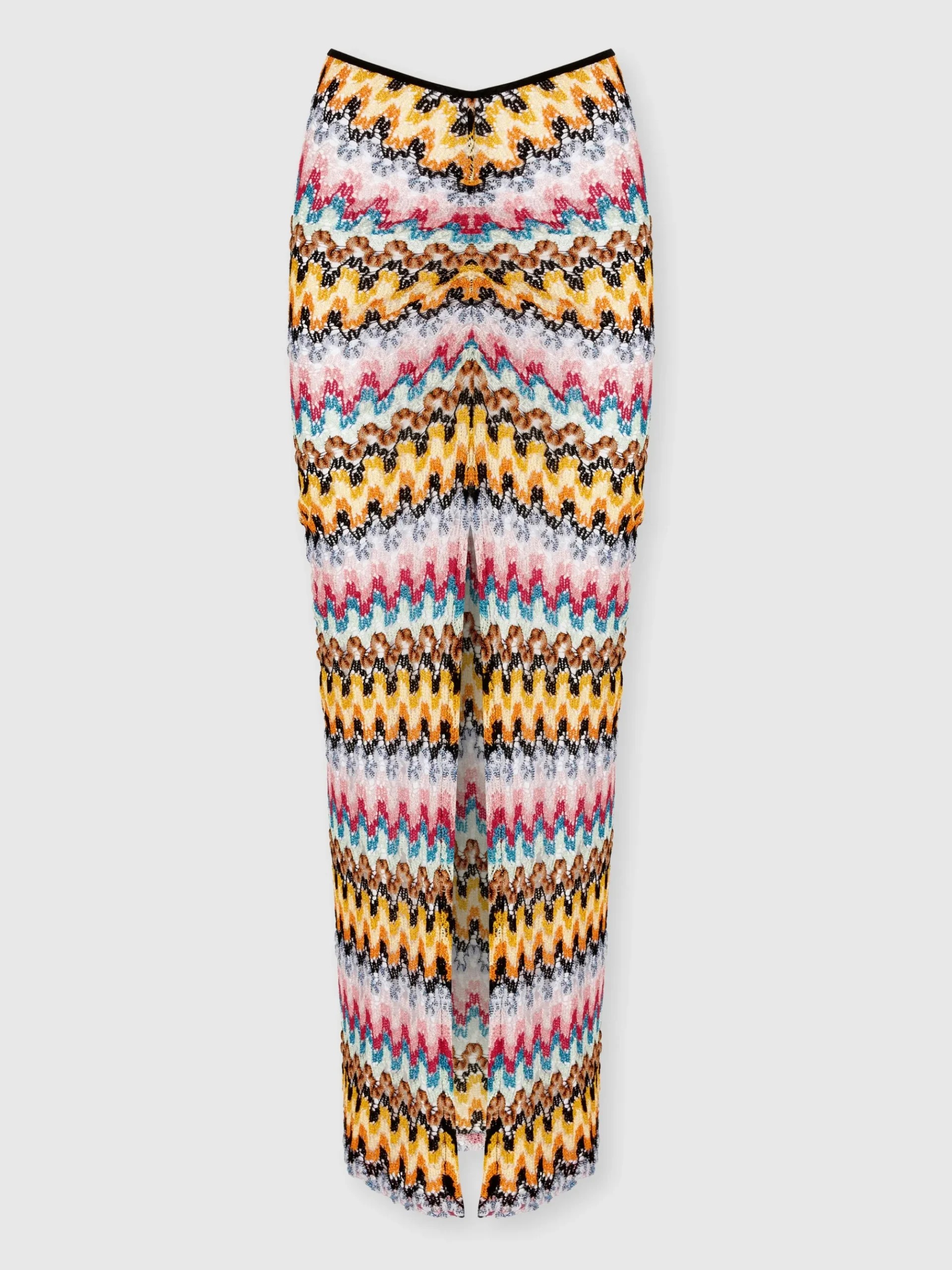 Long skirt in lamé viscose lace with gathers
