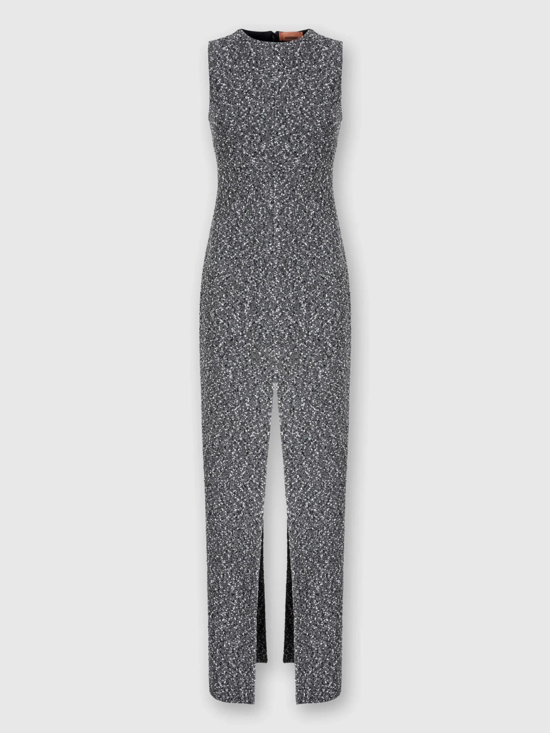 Long sleeveless dress with deep central slit