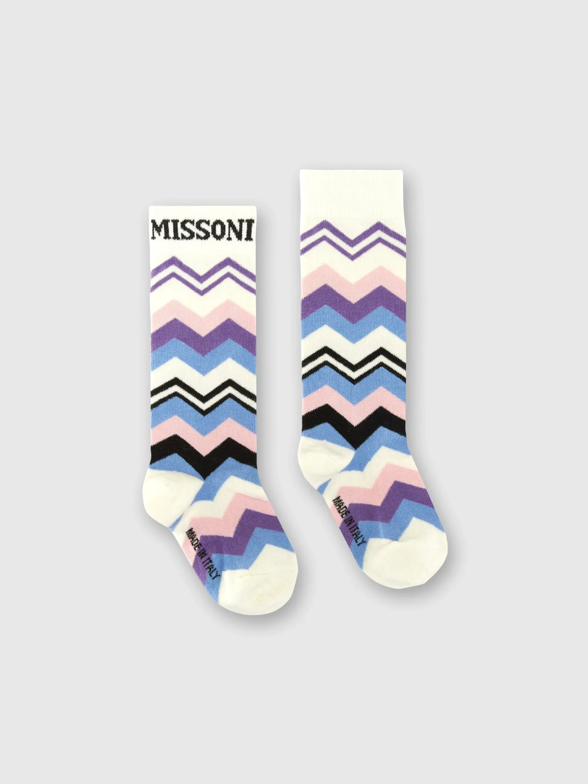 Long socks in zig zag cotton blend with logo