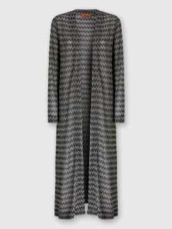 Long tone-on-tone zigzag viscose-blend cardigan