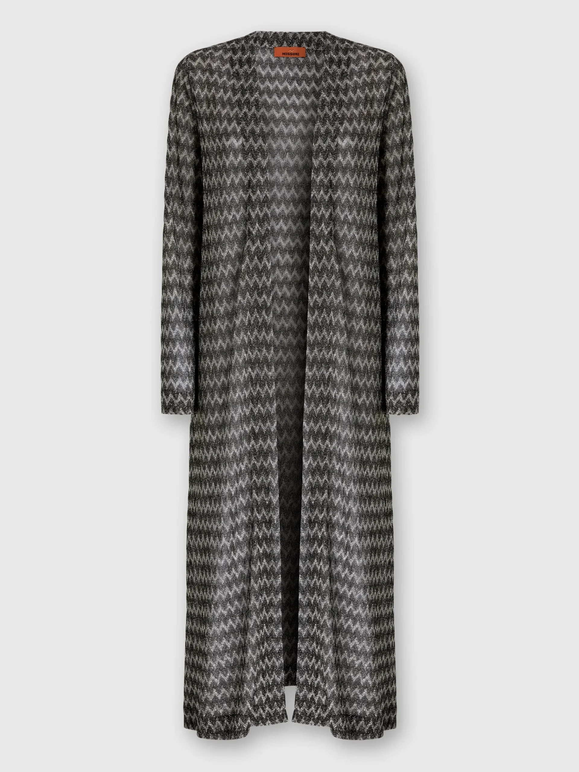 Long tone-on-tone zigzag viscose-blend cardigan