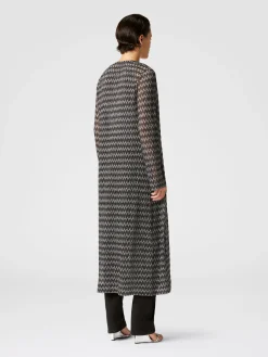 Long tone-on-tone zigzag viscose-blend cardigan
