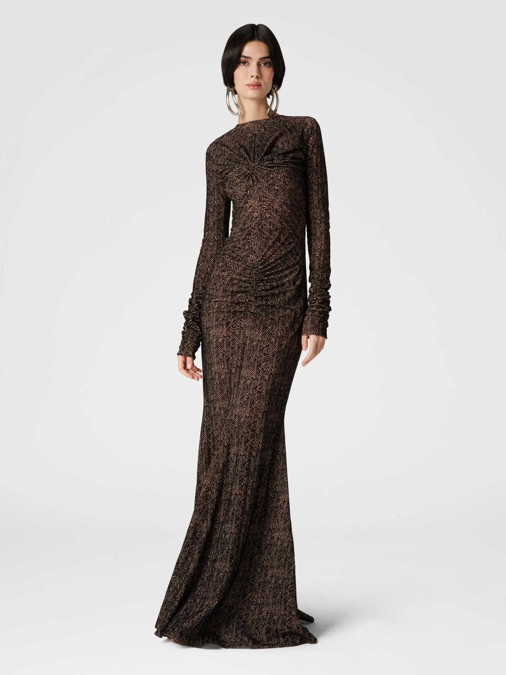 Long tulle dress with gathers