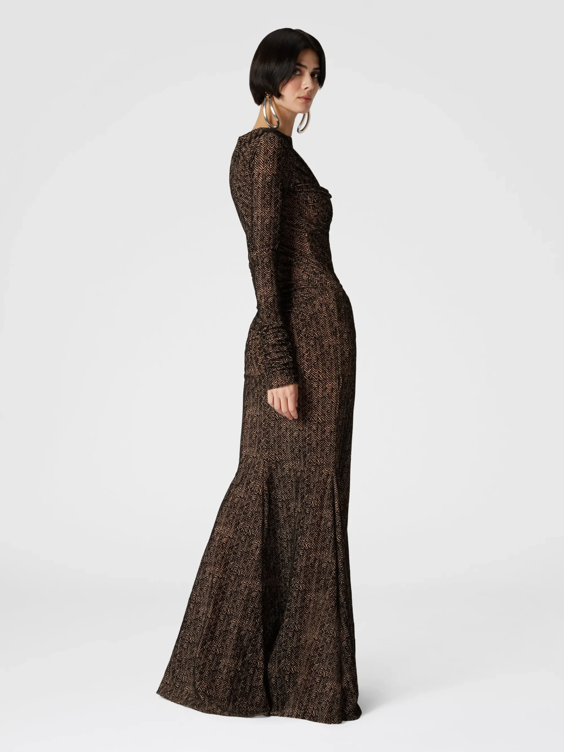 Long tulle dress with gathers
