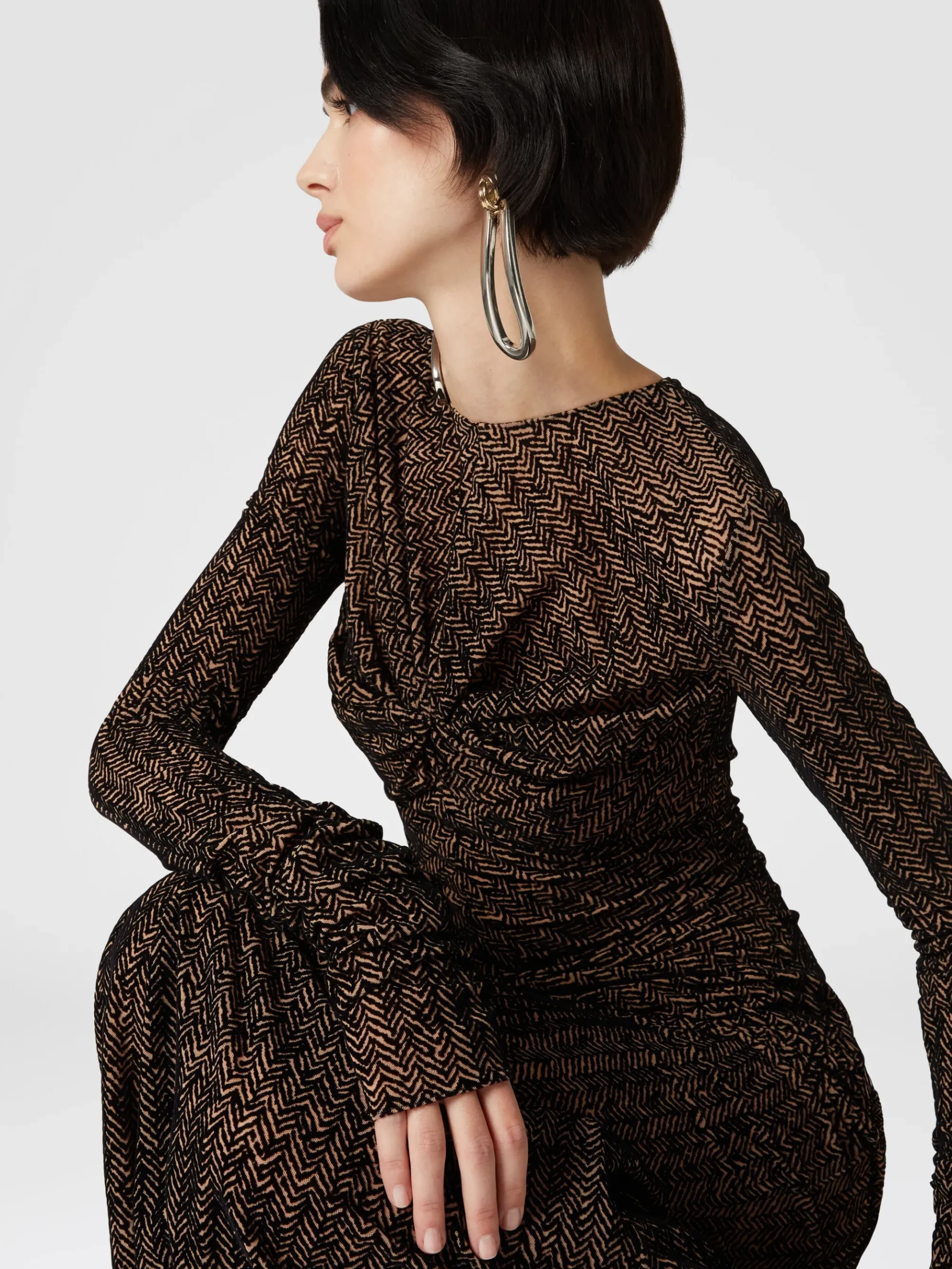 Long tulle dress with gathers