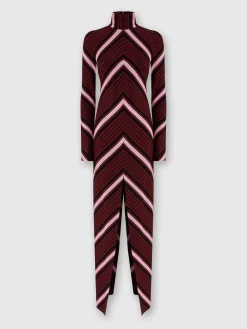 Long turtleneck dress with deep central slit