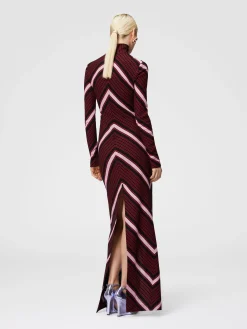 Long turtleneck dress with deep central slit