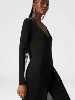 Long viscose cardigan with glitter effect