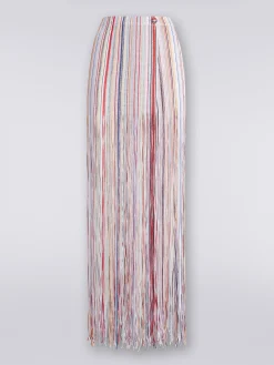 Long wrap-around skirt with fringes and lurex