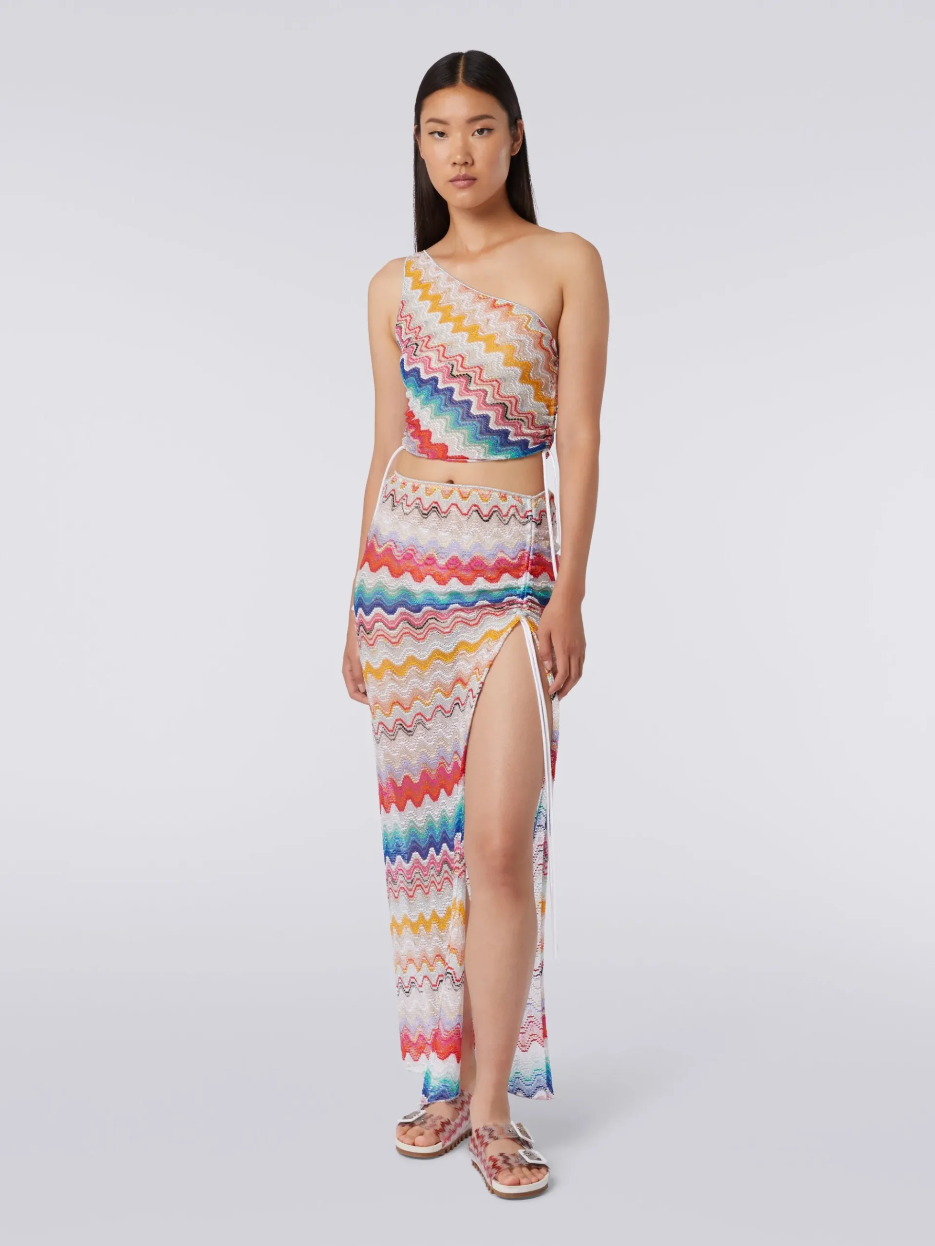 Long wrap-around wave motif skirt