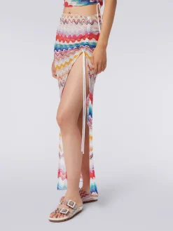 Long wrap-around wave motif skirt