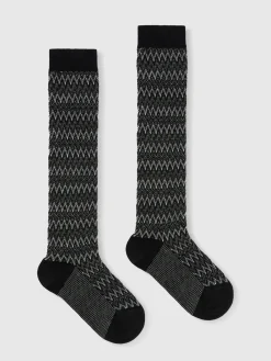 Long zig zag cotton socks