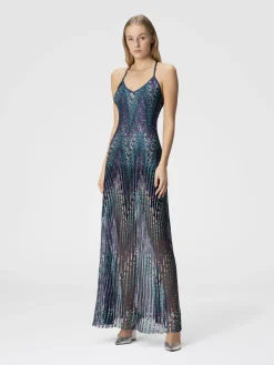 Long zig zag dress with crossed straps