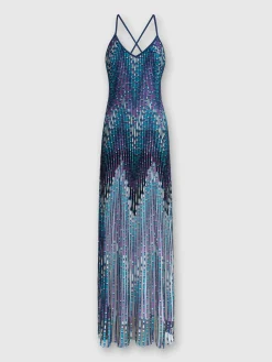 Long zig zag dress with crossed straps