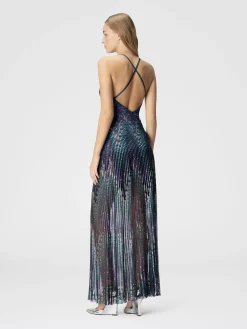 Long zig zag dress with crossed straps
