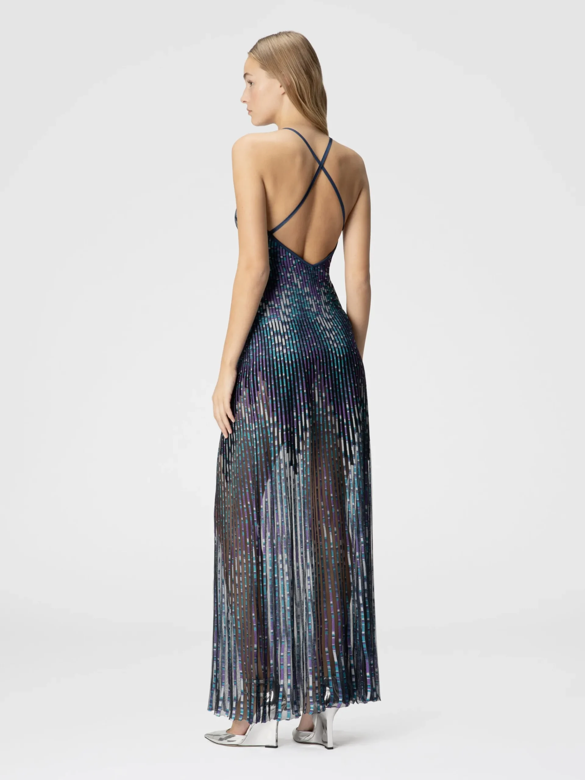 Long zig zag dress with crossed straps